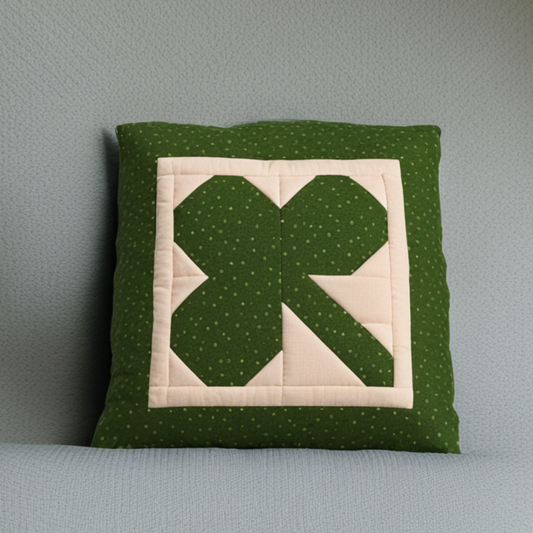 Clover Quilt Block turned into a Throw Pillow- Happy St. Patrick's Day
