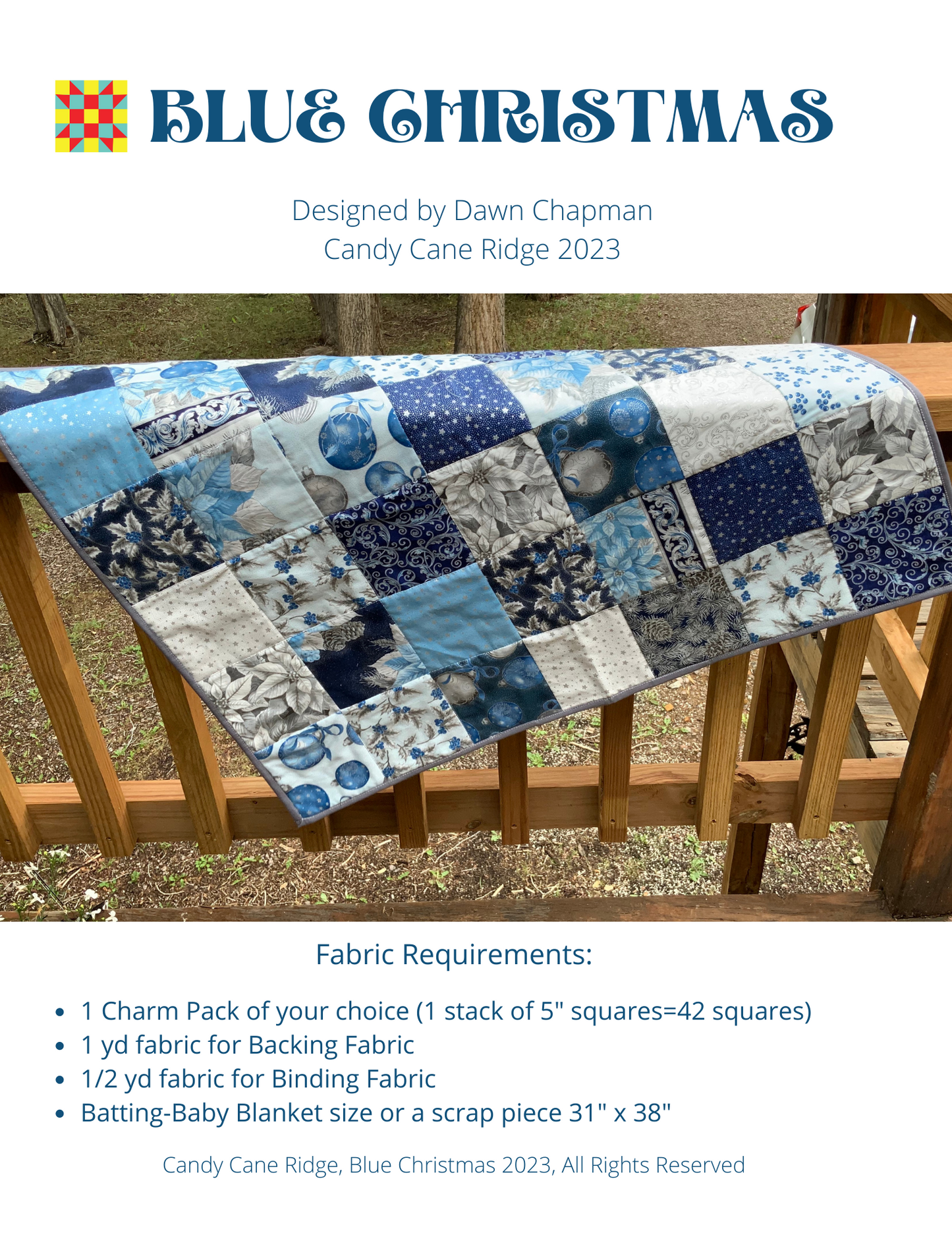Blue Christmas Digital Quilt Pattern