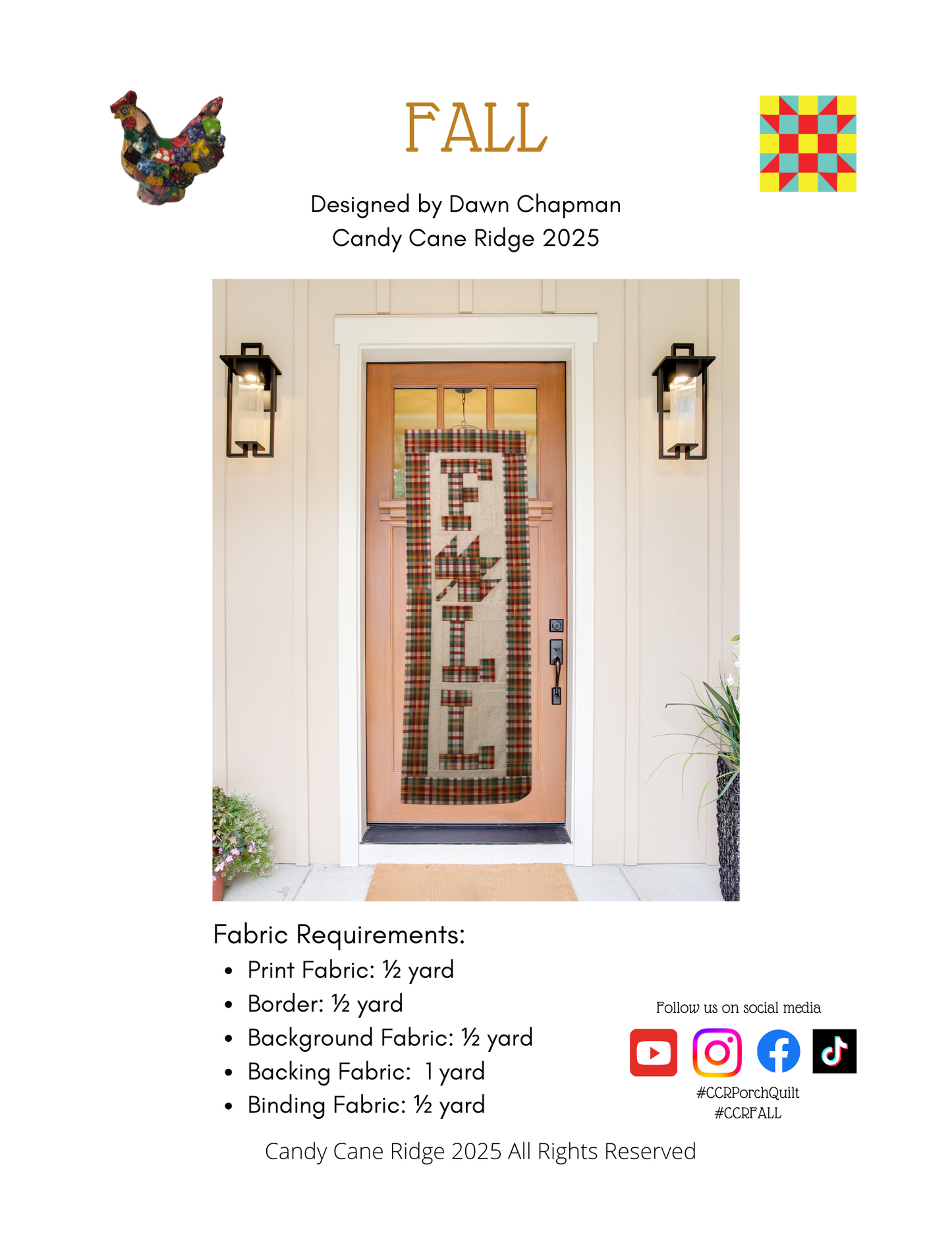 Fall Porch Quilt Pattern | Maple Leaf Door Hanger | Beginner Friendly Quilt Pattern