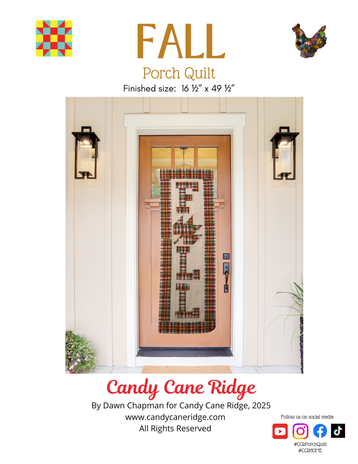 Fall Porch Quilt Pattern | Maple Leaf Door Hanger | Beginner Friendly Quilt Pattern
