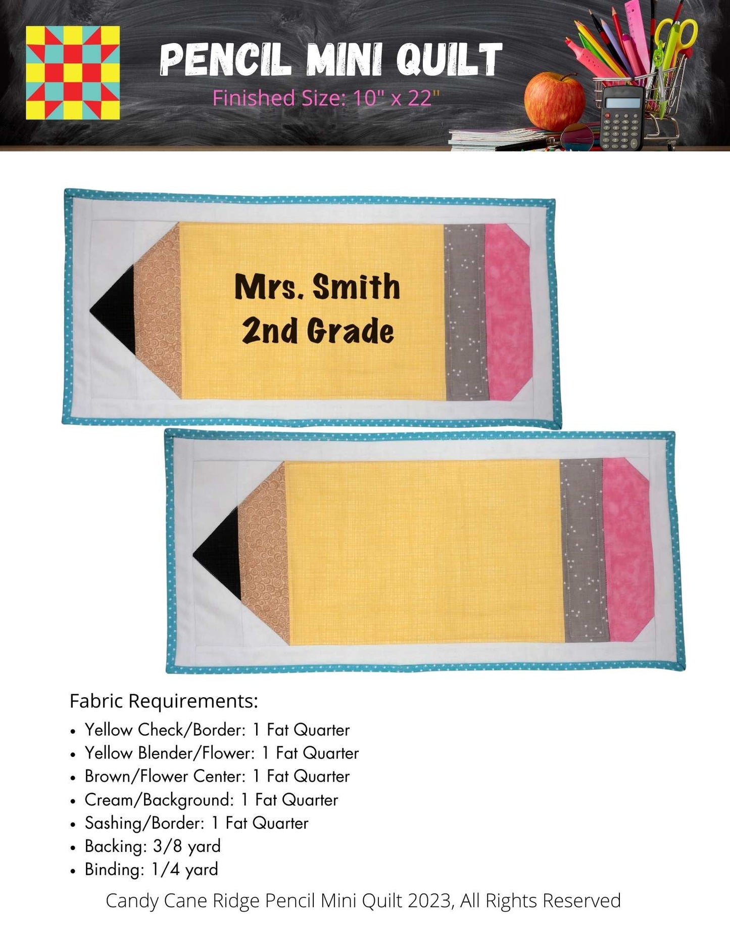 Pencil Mini Quilt Digital Pattern