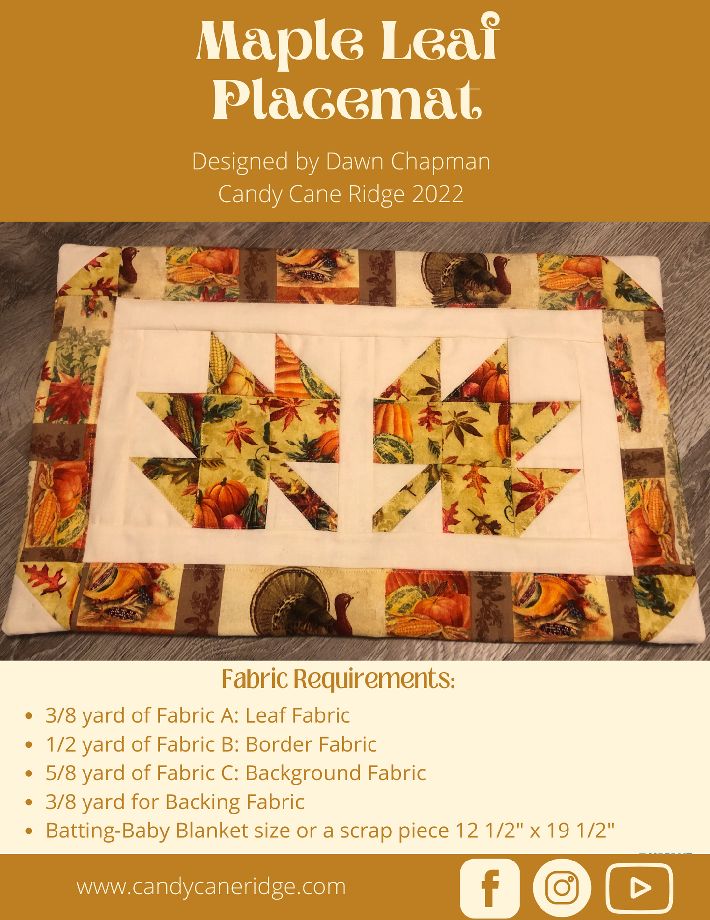 Maple Leaf Placemats Digital Pattern